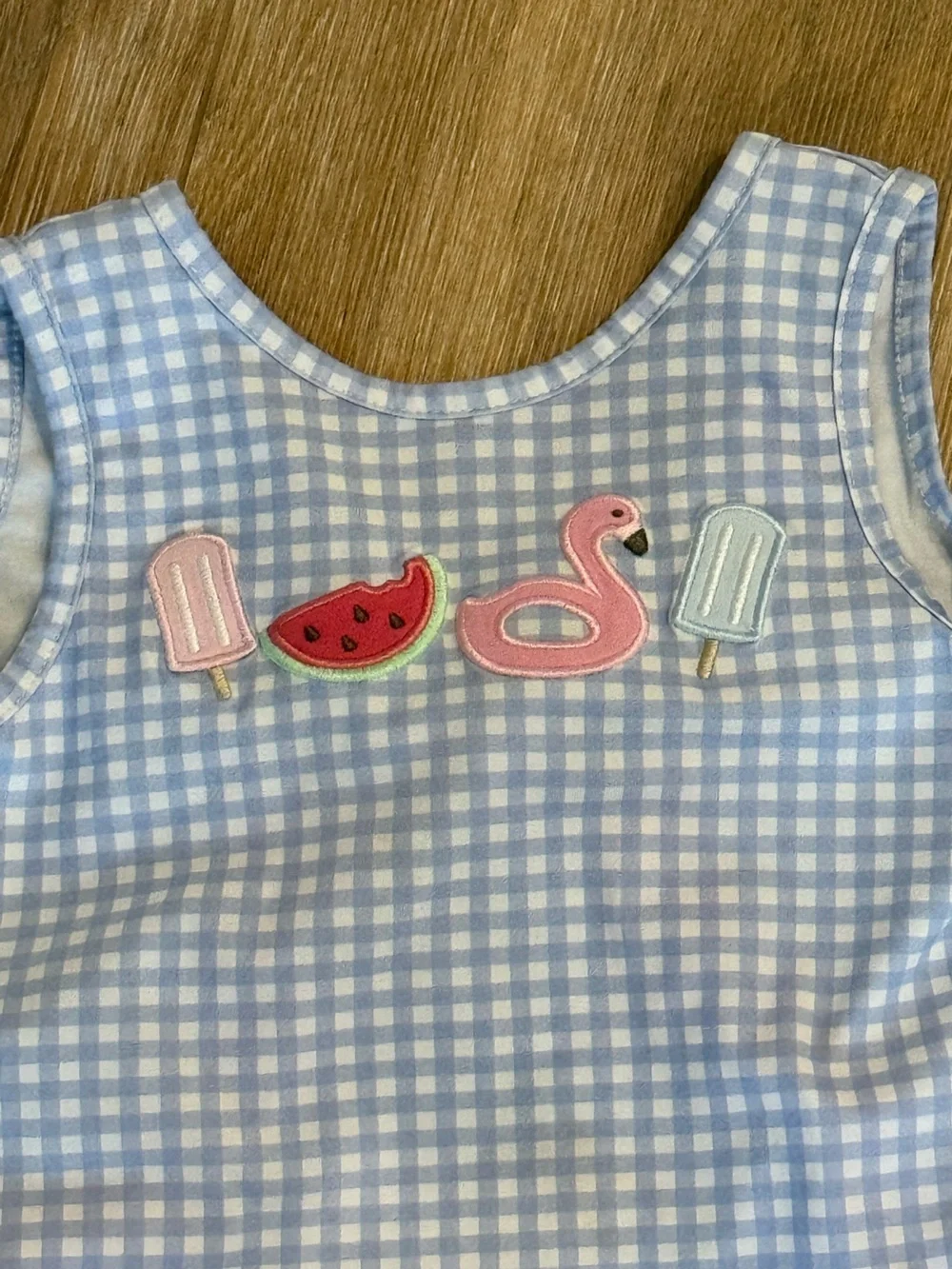Stitchy Fish Gingham Appliqué Outfit